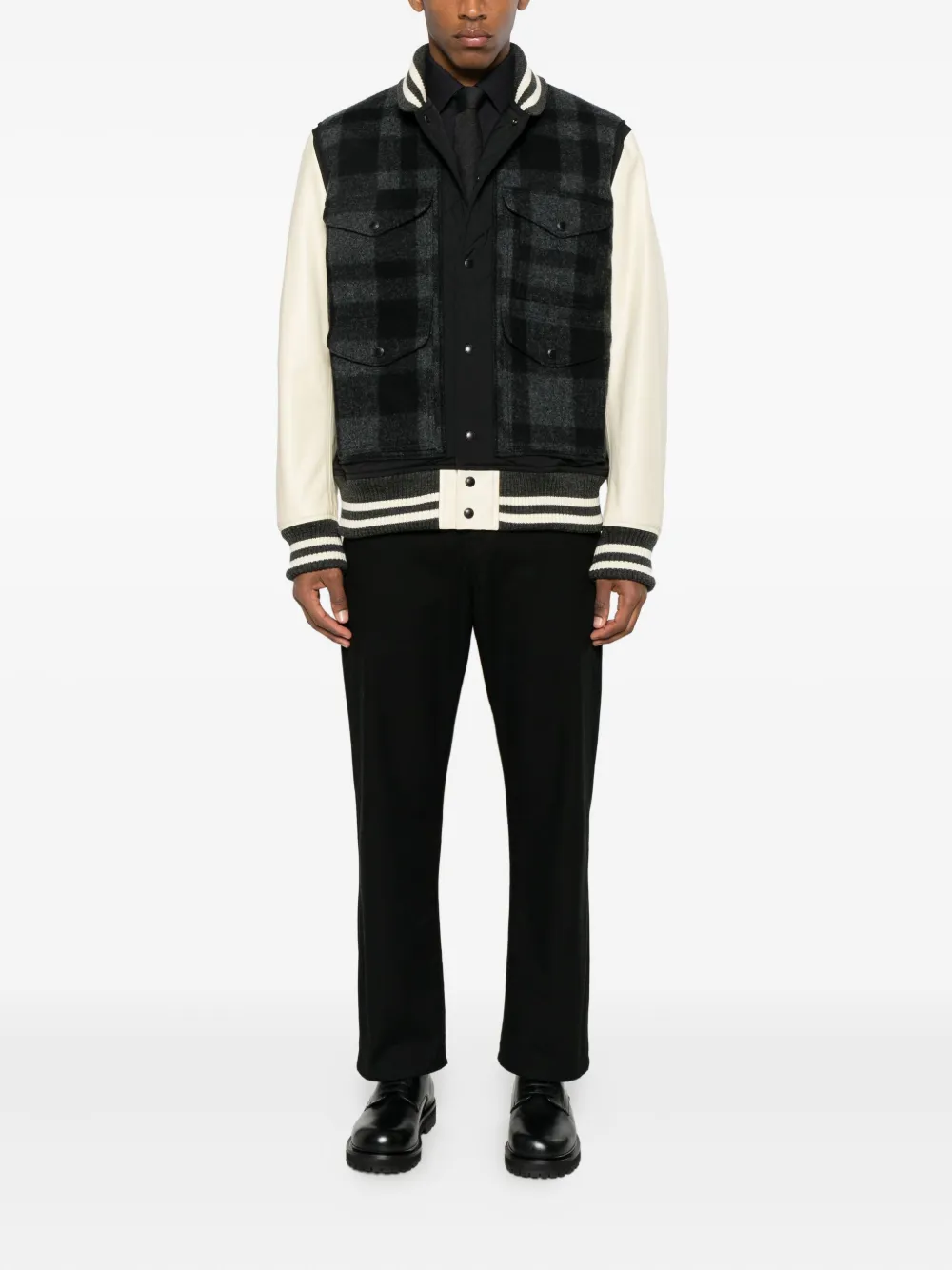 Junya Watanabe Check Panelled Jacket In Black