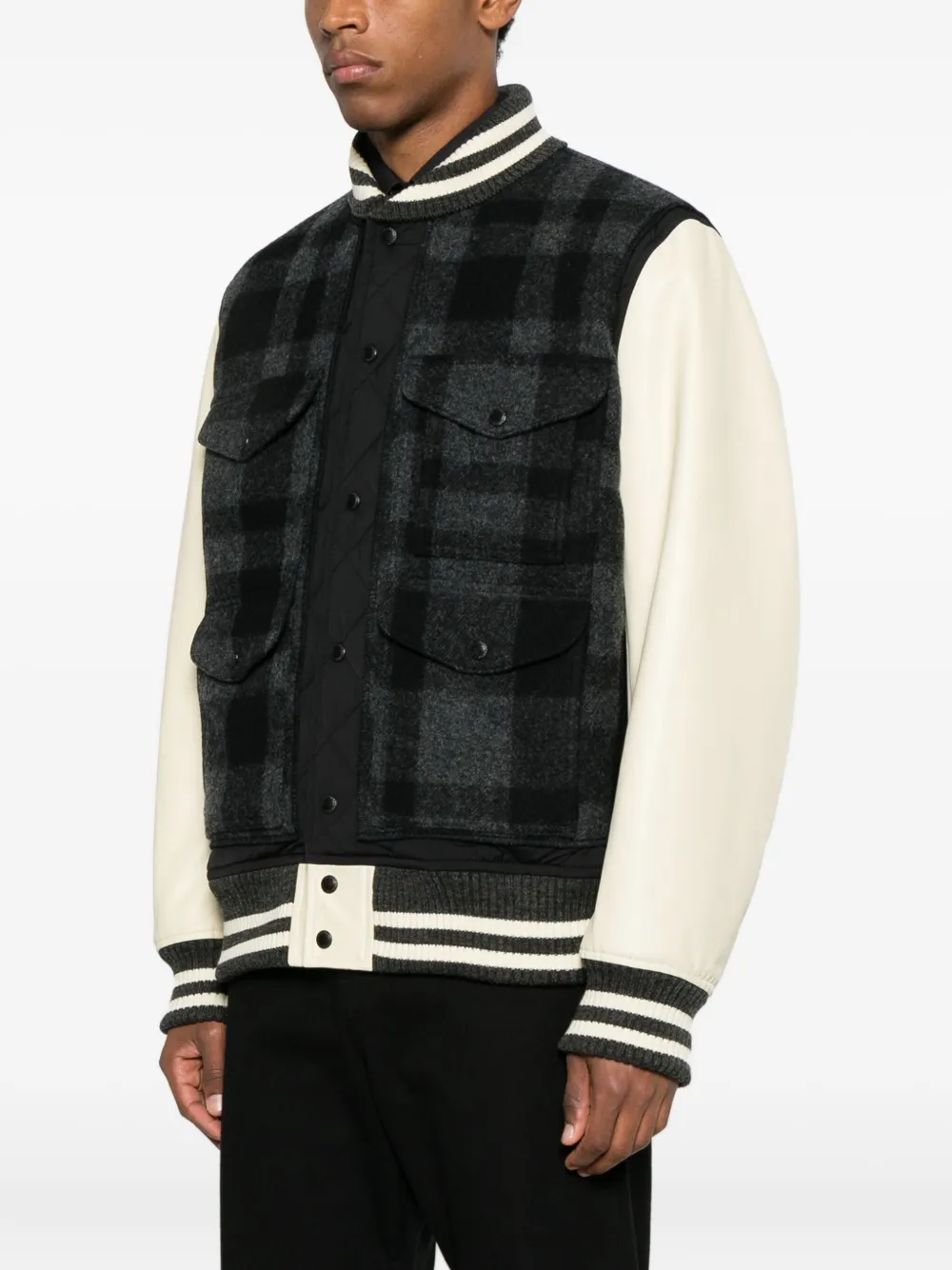 Junya Watanabe Check Panelled Jacket In Black