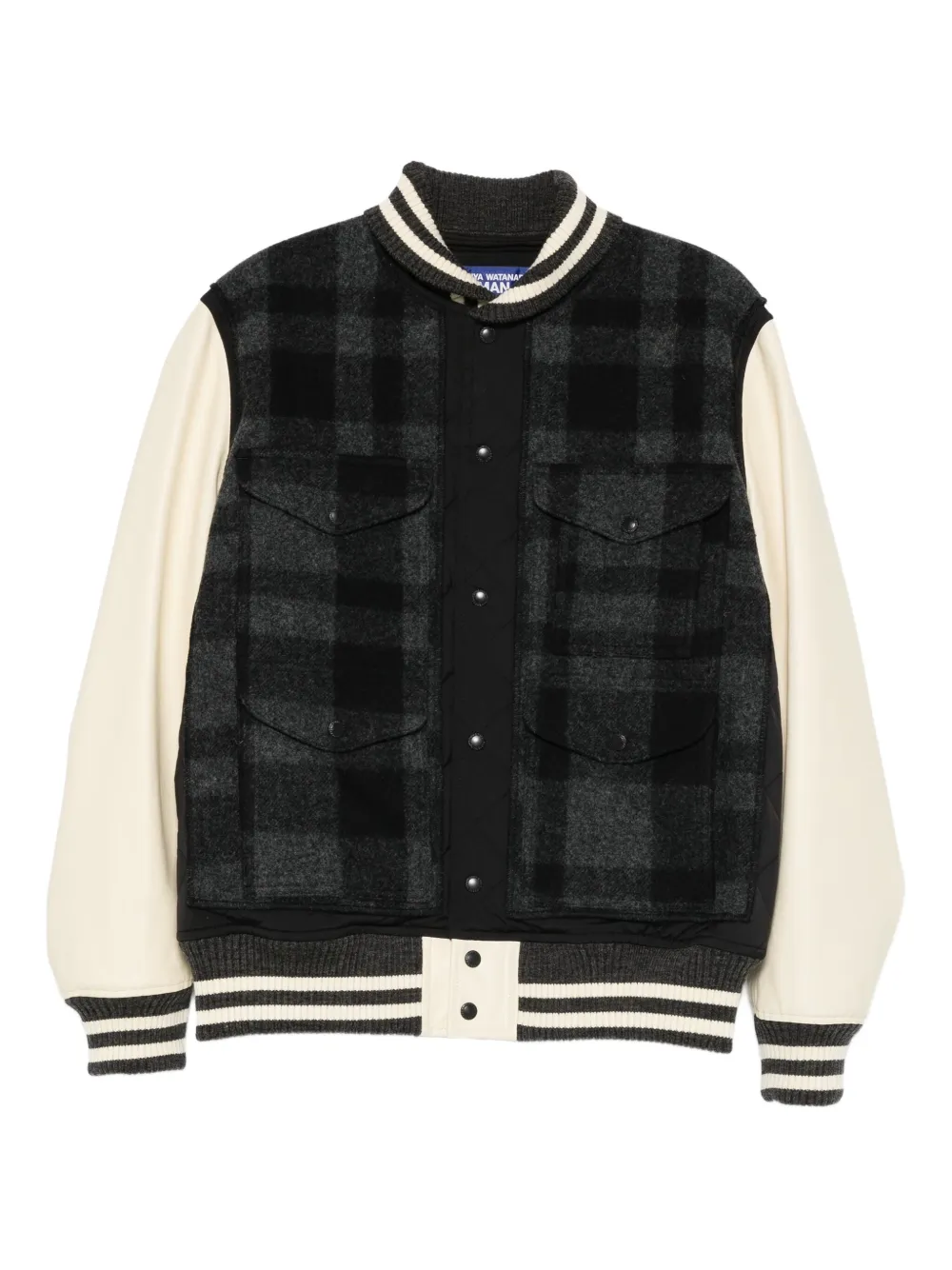 Junya Watanabe Check Panelled Jacket In Black