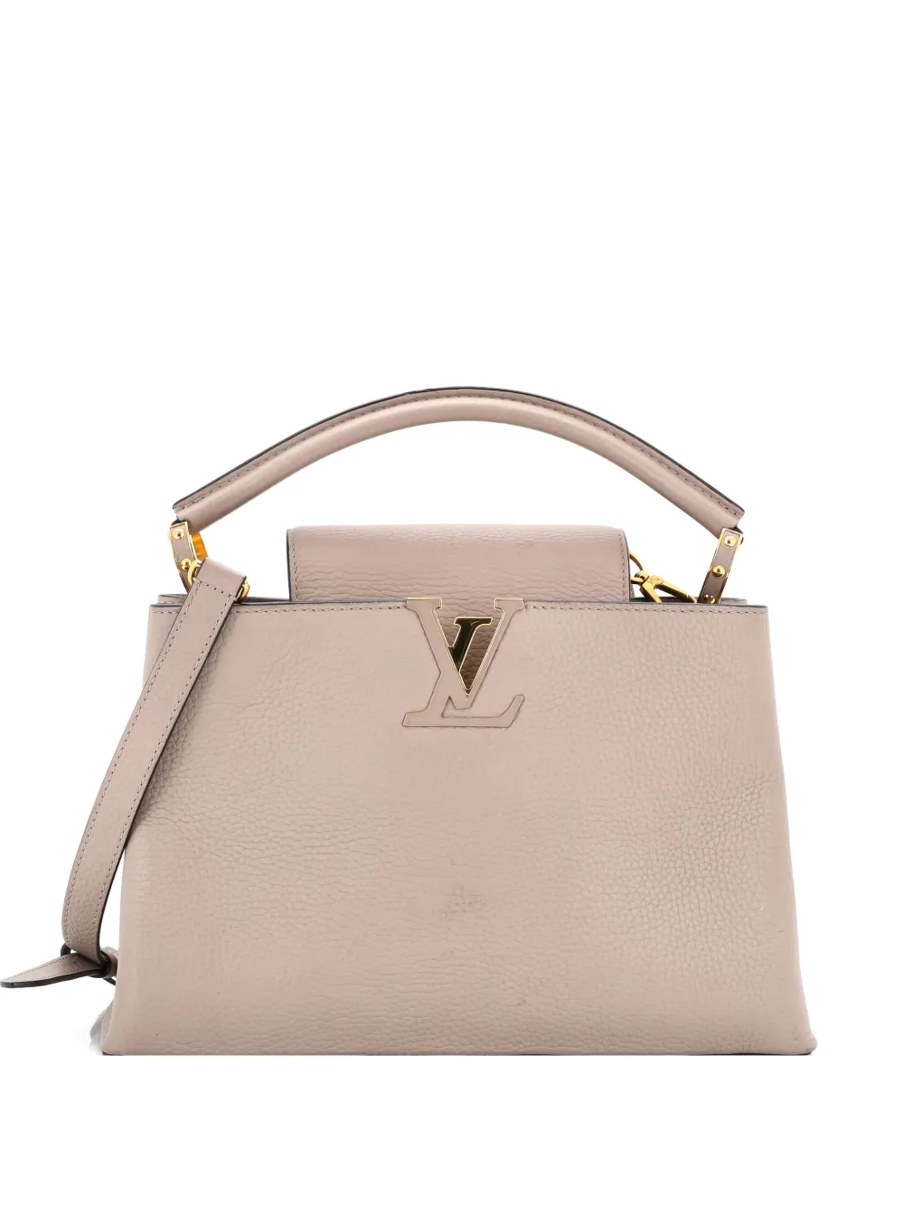 Pre-owned Louis Vuitton Capucines Bag Leather Pm Satchel In Neutral