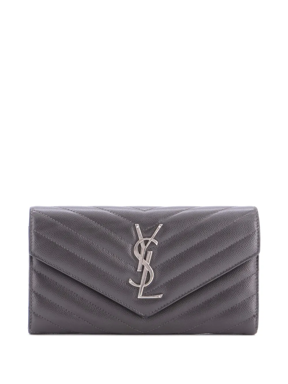 Saint Laurent Pre-Owned Classic Monogram Flap Wallet Matelasse Chevron Leather Large small wallets | Grey | Image 1