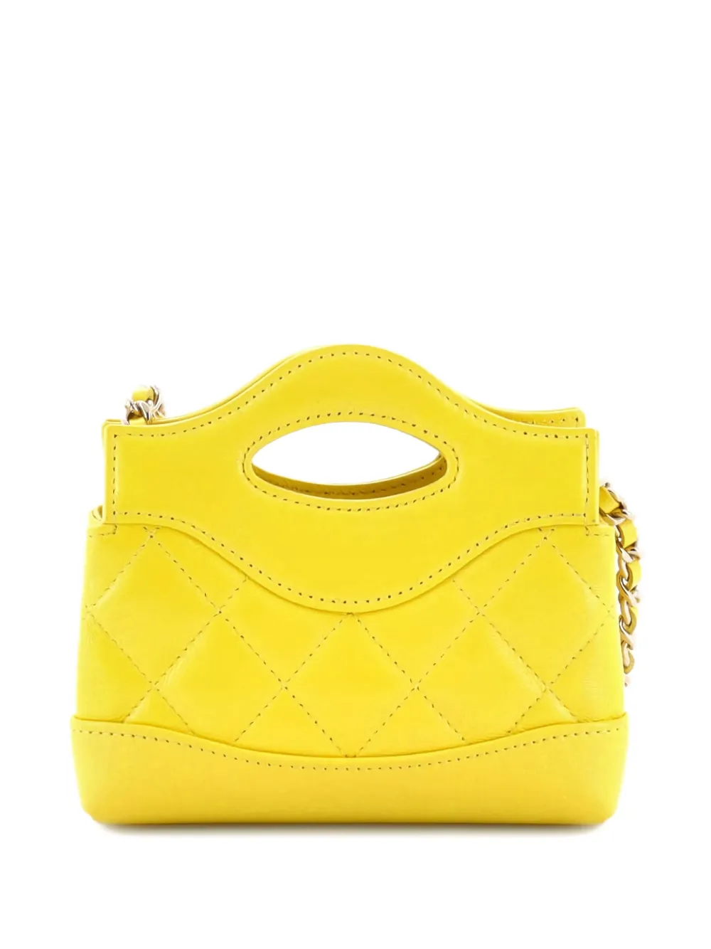 Pre-owned Chanel 31 Shopping Bag Clutch With Chain Quilted Calfskin Nano Crossbody Bag In Yellow