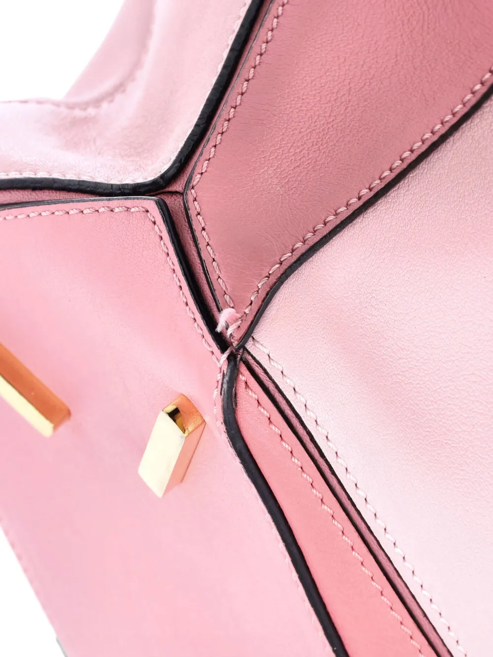 Pre-owned Loewe Puzzle Bag Leather Small Satchel In Pink