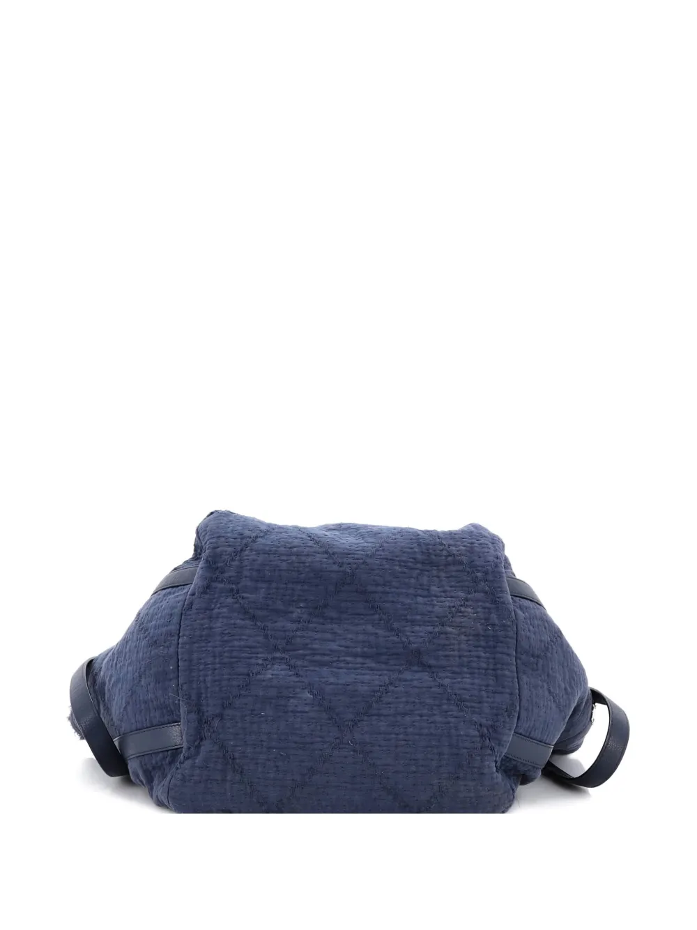 Pre-owned Chanel Double Face Deauville Fringe Quilted Canvas Small Tote Bag In Blue