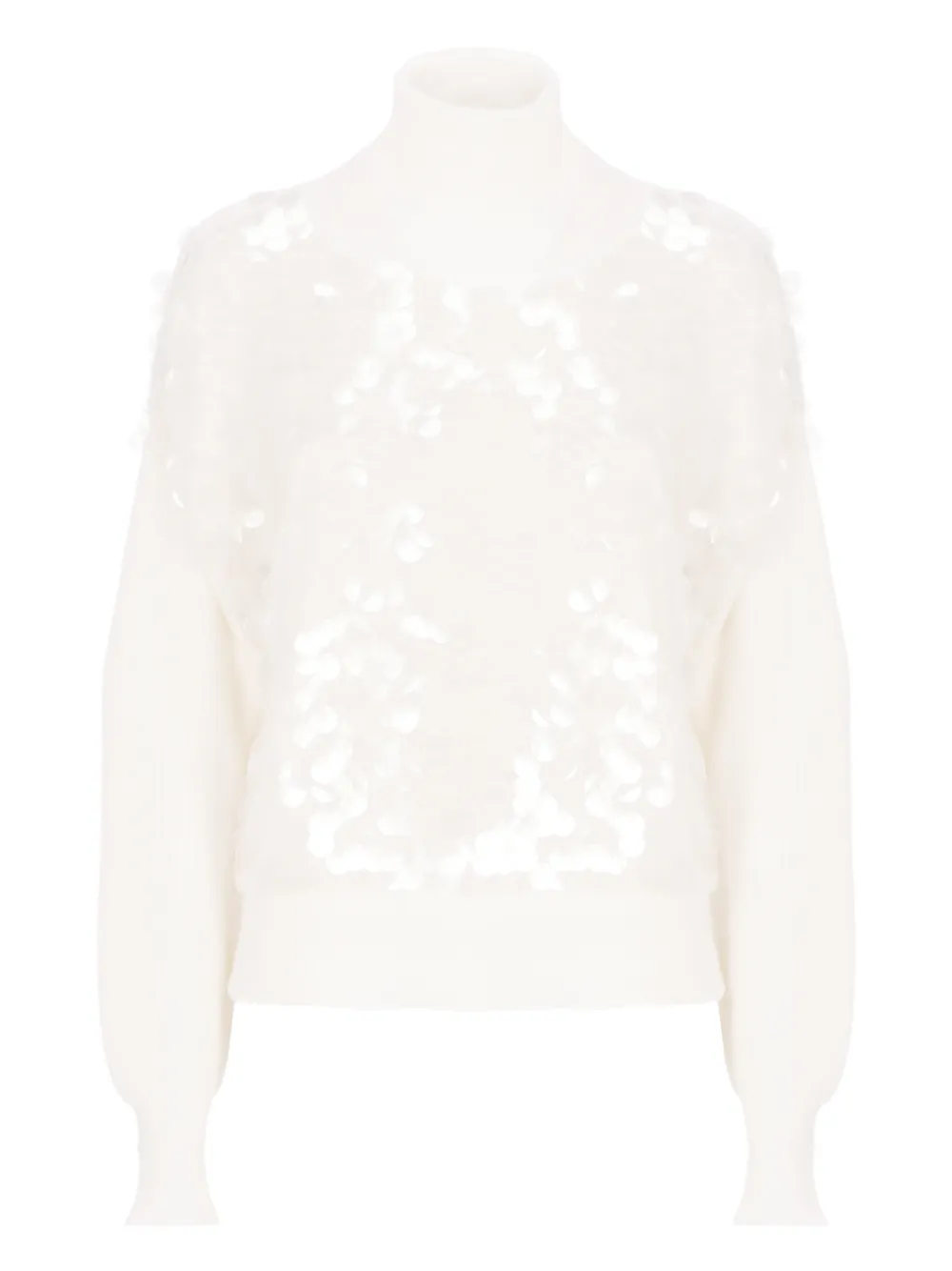Fabiana Filippi Rollkragenpullover mit Pailletten - Weiß