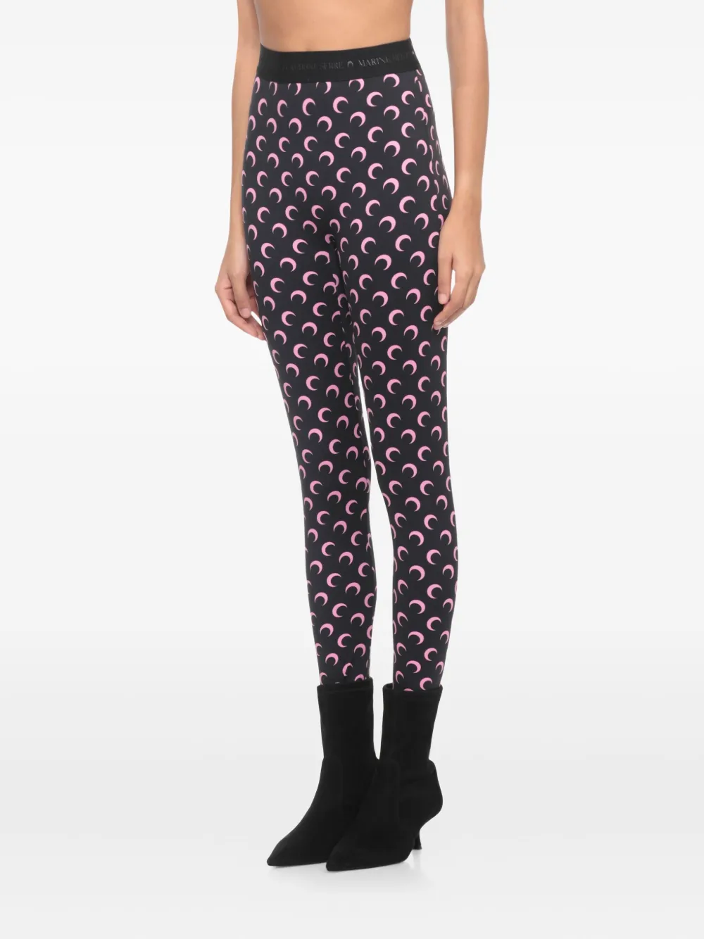 Marine Serre Marine Greenhouses Leggings With Crescent Motif In Black