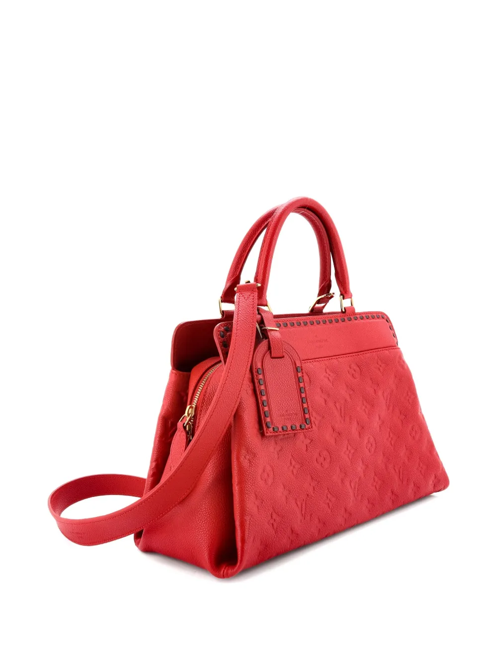 LOUIS VUITTON Pre-owned Vosges Handbag Whipstitch Monogram Empreinte Leather Mm Satchel In Red