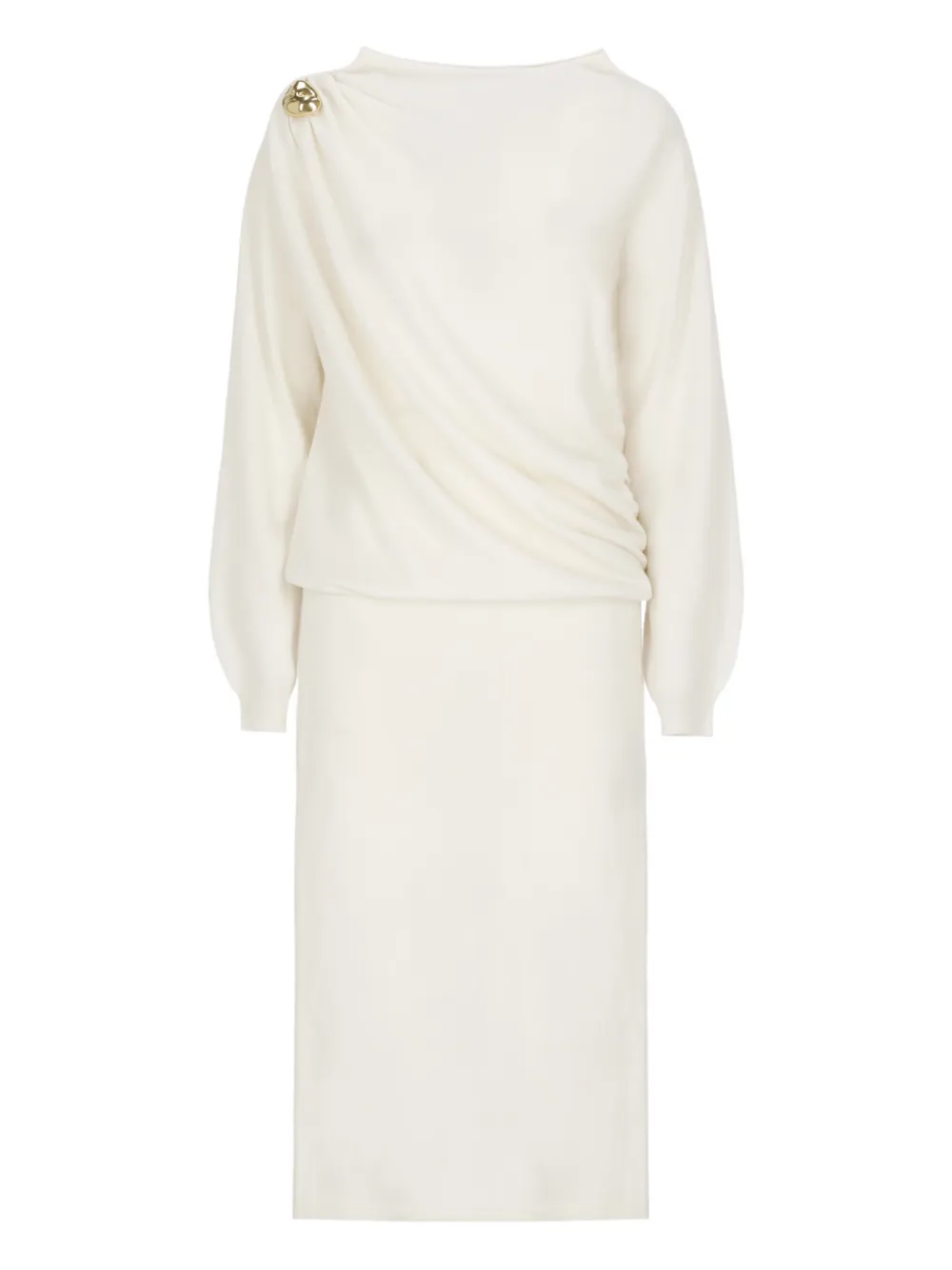 Fabiana Filippi Shoulder-detail Draped Midi Dress In White
