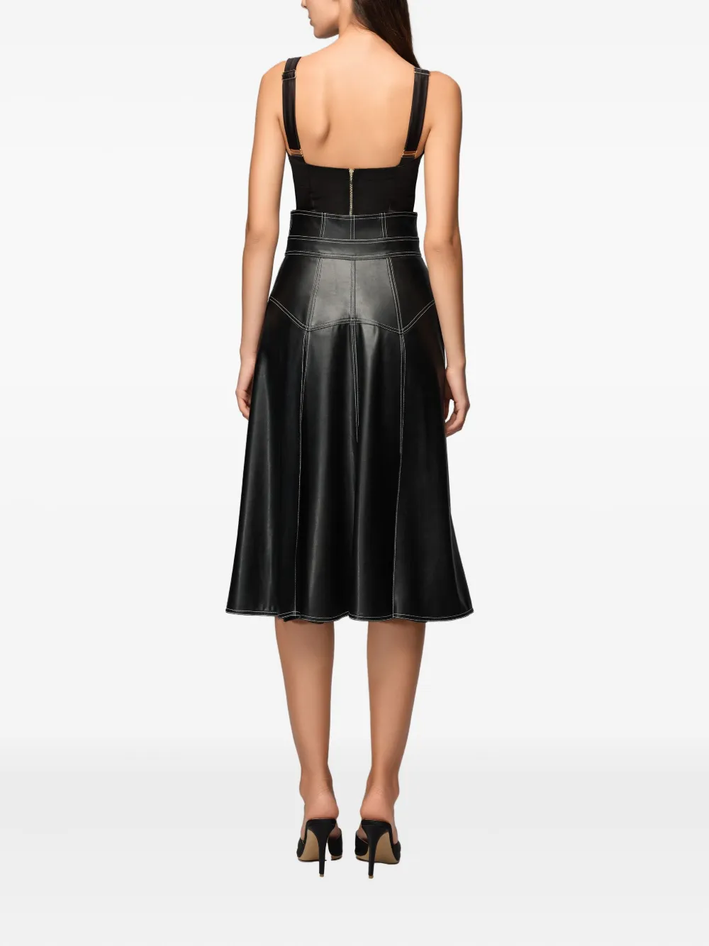 Murmur Underline Stitched Zip Skirt In Black