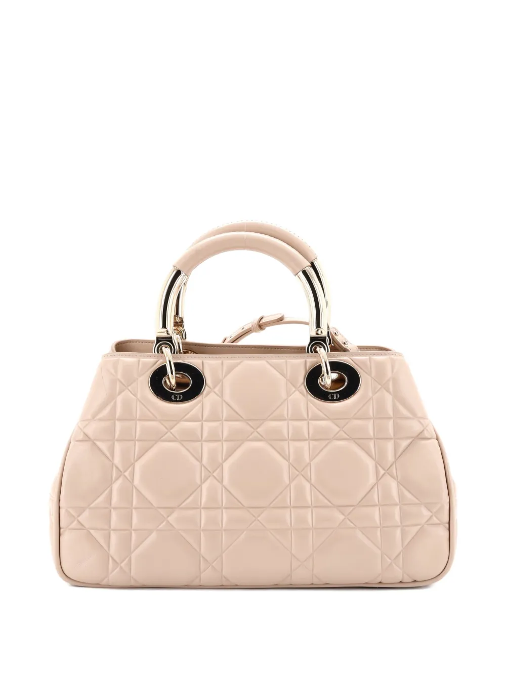 DIOR Pre-owned Lady 95.22 Bag Cannage Embossed Leather Medium Tote Bag In Neutral