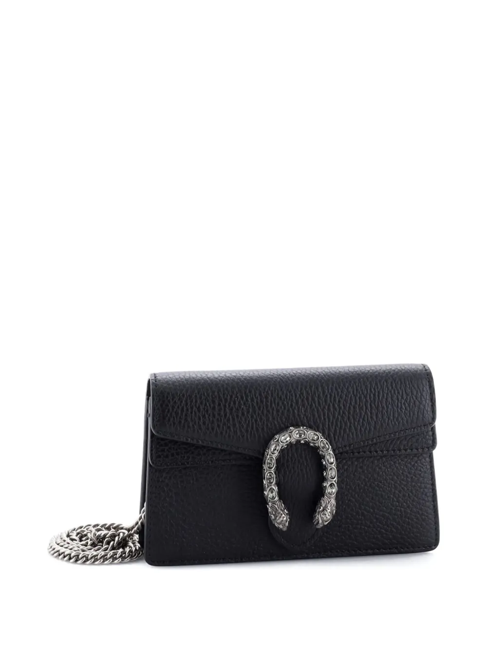 Pre-owned Gucci Dionysus Bag Leather Super Mini Clutch Bag In Black