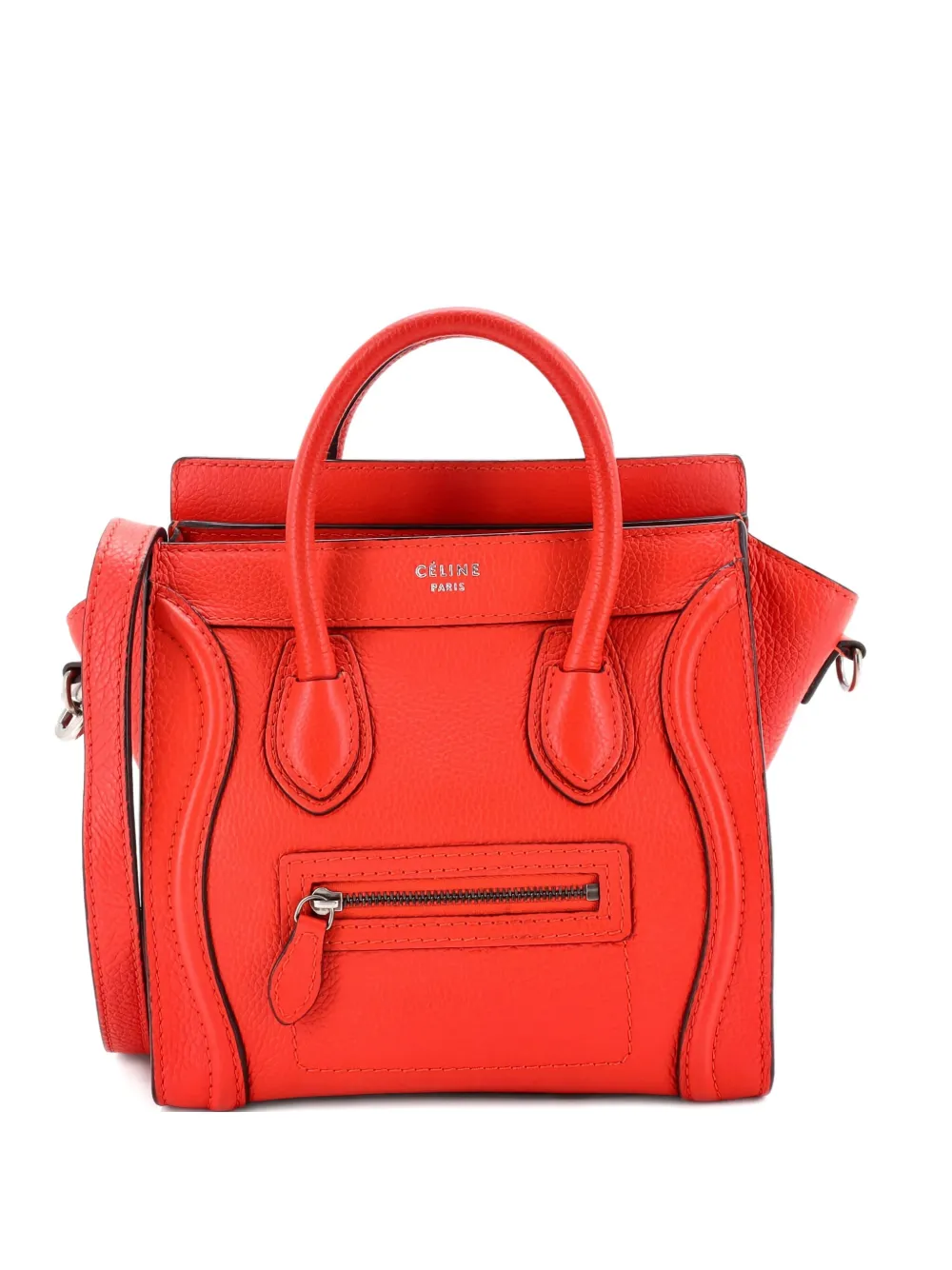 Celine Pre-Owned Luggage Bag Grainy Leather Nano crossbody bag - Rosso