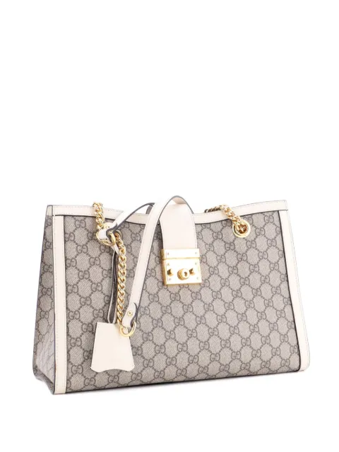 Gucci Pre-Owned Padlock Chain GG Coated Canvas with Leather Medium tote bag