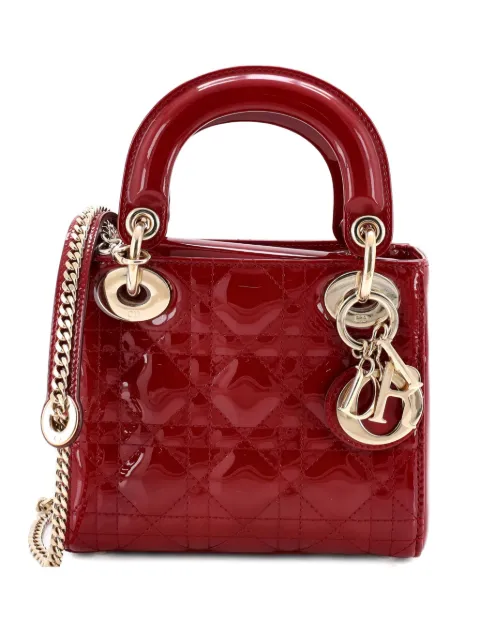 Christian Dior Pre-Owned Lady Dior Chain Bag Cannage Quilt Patent Mini satchel