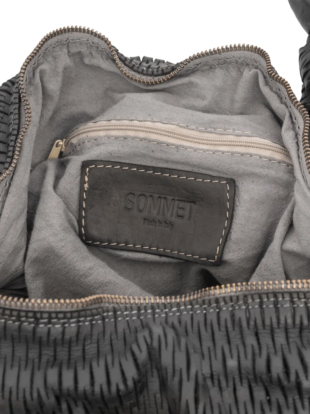 Sommet Woven Zip Shoulder Bag In Black