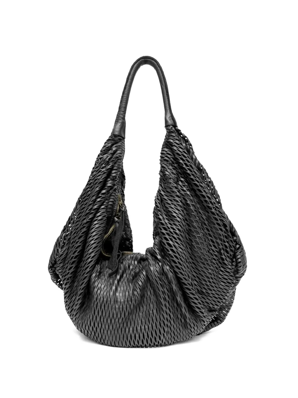 Sommet Woven Zip Shoulder Bag In Black