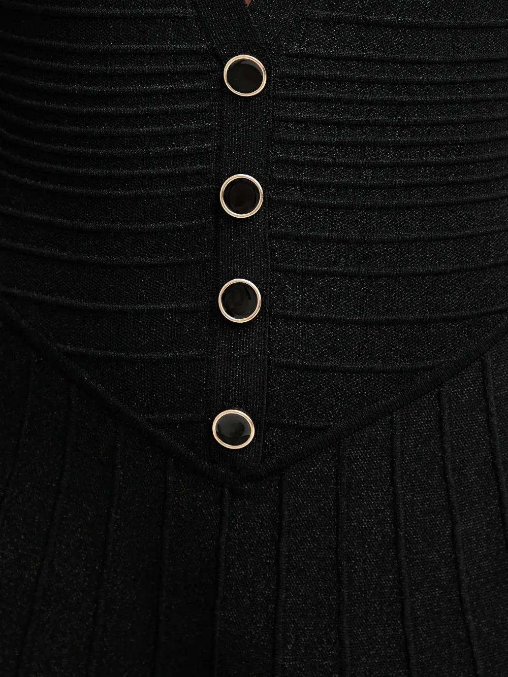 Retrofete Cinzia mini-jurk met knoopdetail Zwart