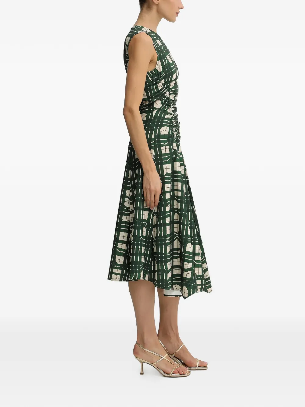 Stine Goya Midi-jurk met ruches - Groen