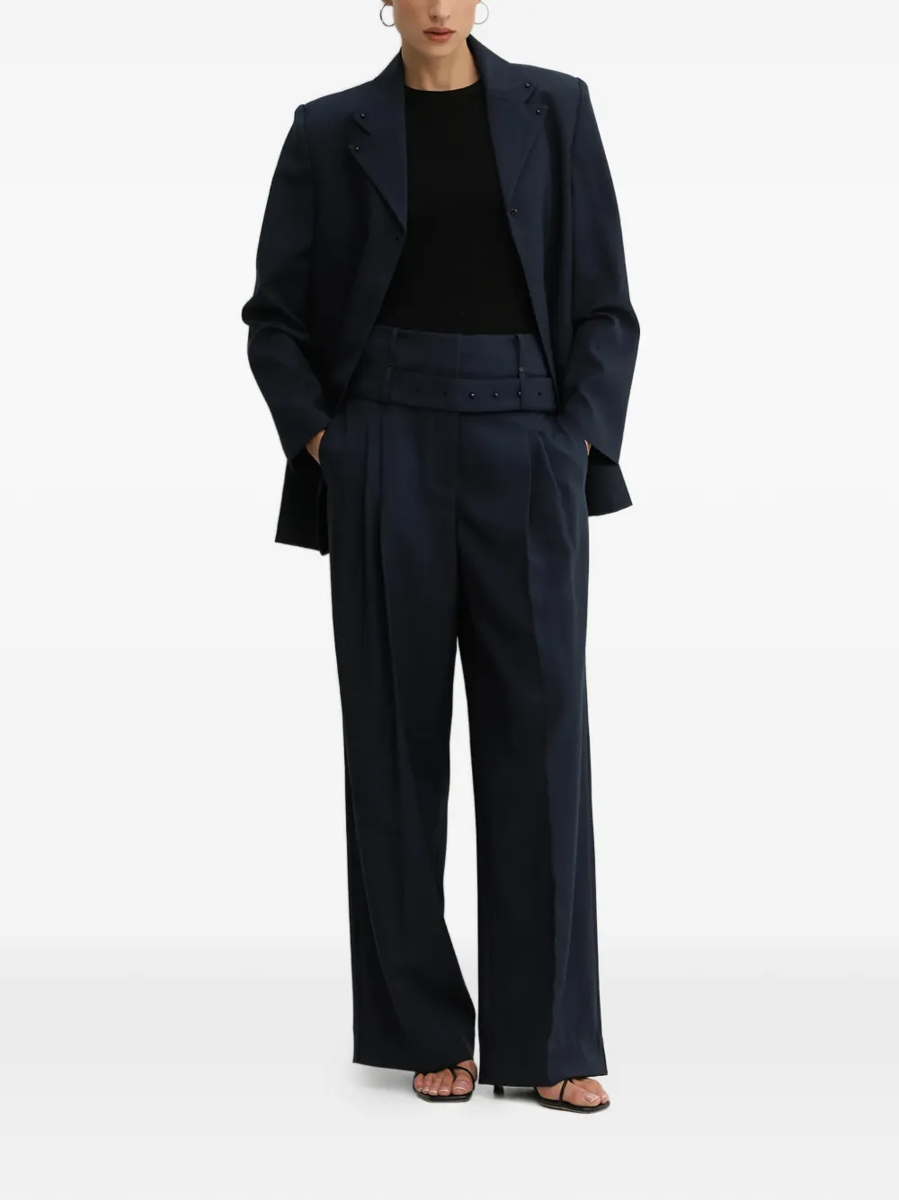 Stine Goya Plooibroek met ceintuur - Blauw