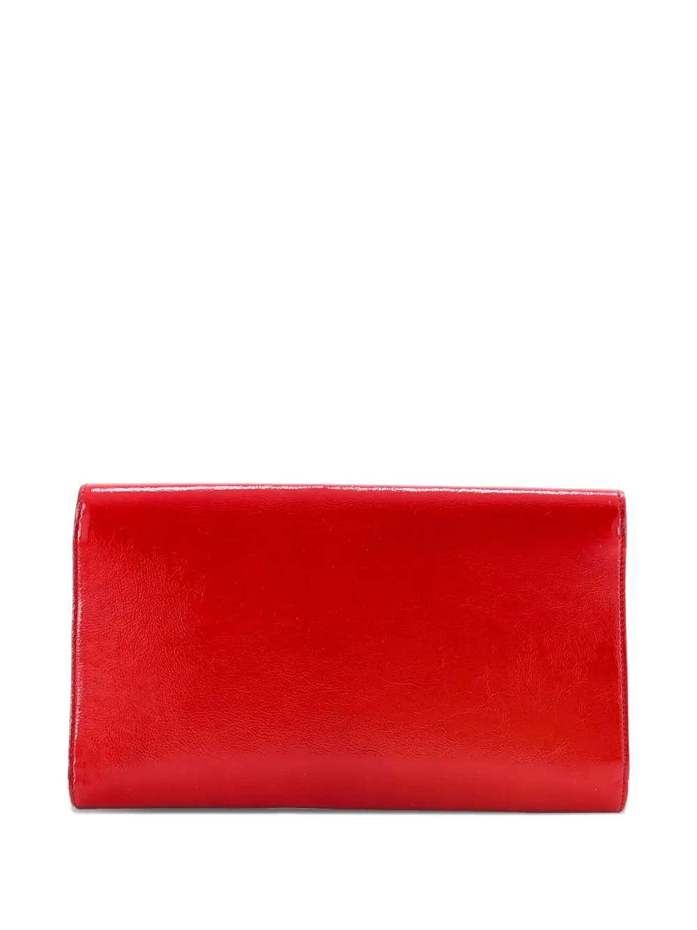 Pre-owned Saint Laurent Belle De Jour Leather Large Clutch Bag In Red