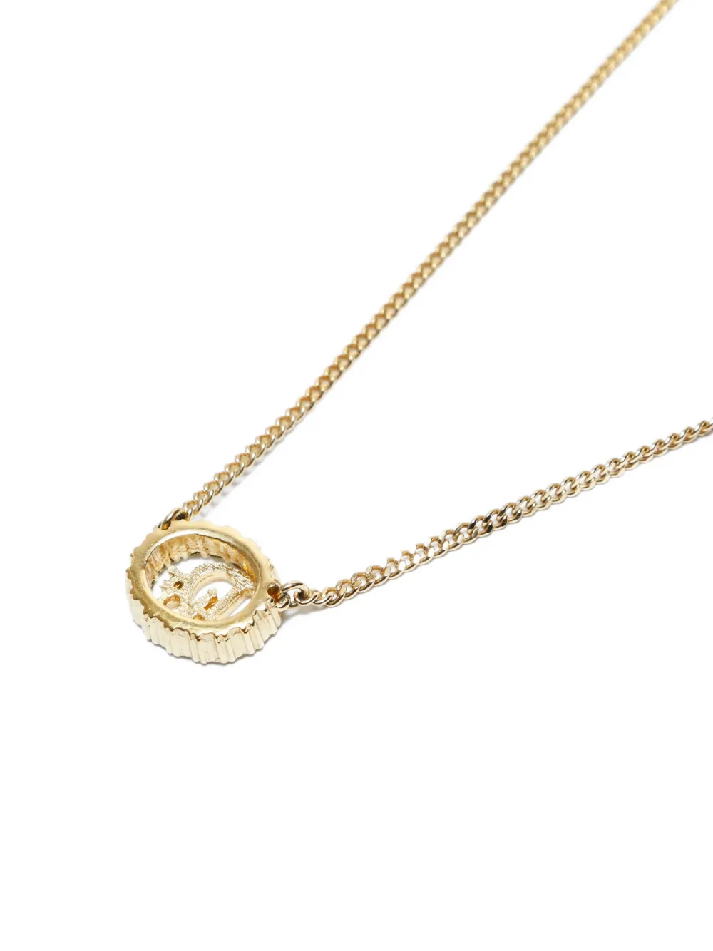 DIOR Pre-owned 1970-1990s Logo Rhinestone Necklace In Gold