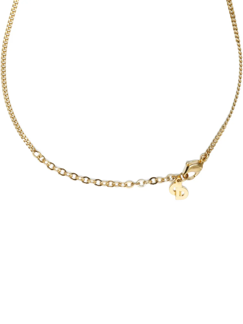 DIOR Pre-owned 1970-1990s Logo Rhinestone Necklace In Gold