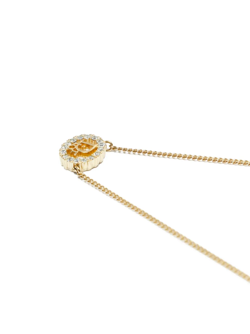 DIOR Pre-owned 1970-1990s Logo Rhinestone Necklace In Gold