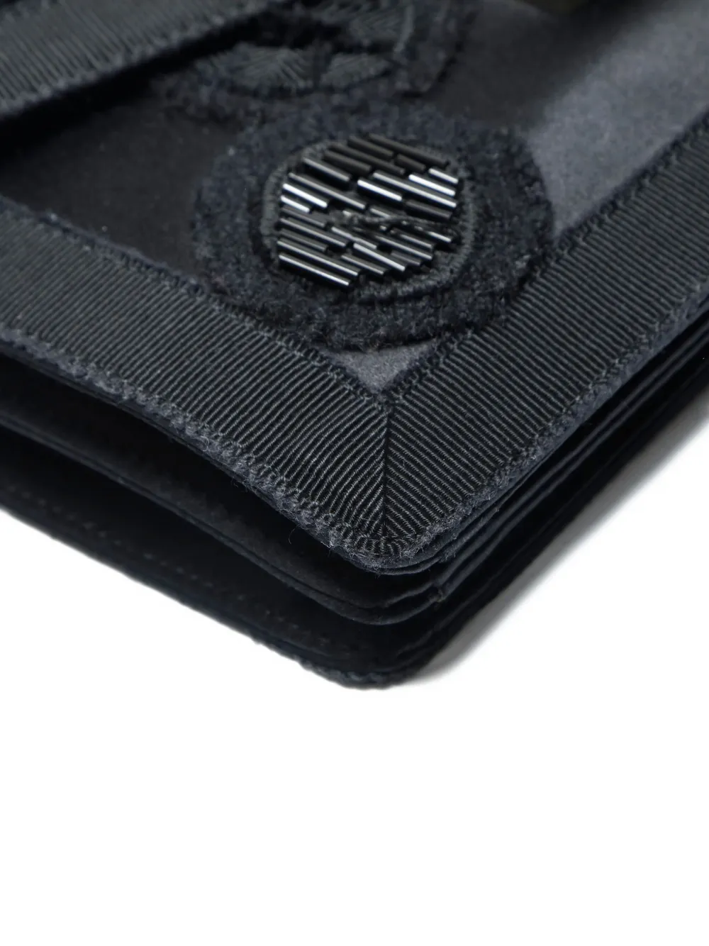 Pre-owned Prada 2000-2010 Satin Bead-embroidered Shoulder Bag In Black