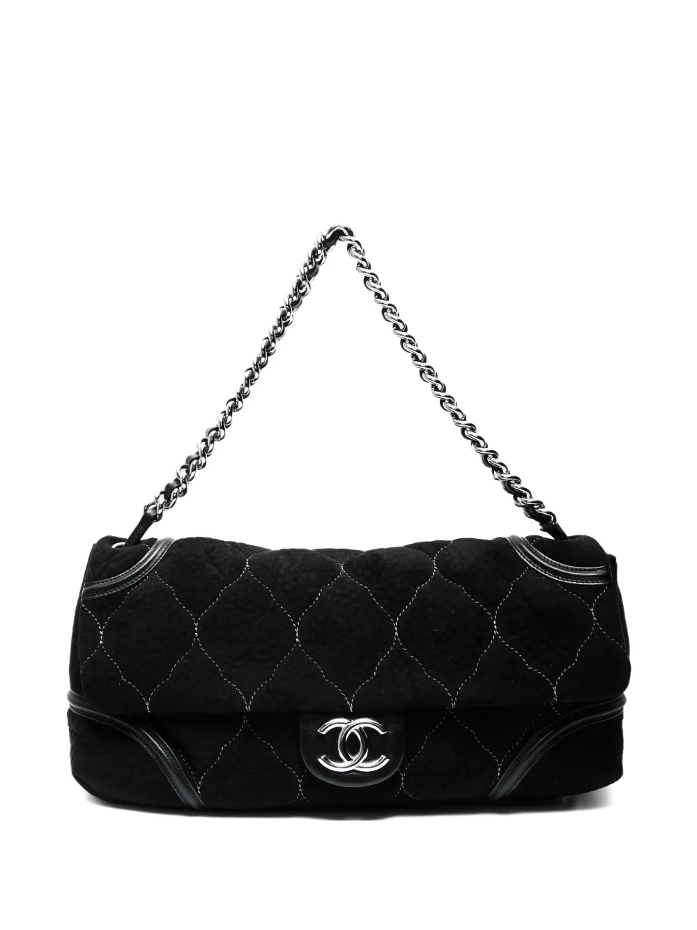 Pre-owned Chanel 2008-2009 Suede Cc Mark Shoulder Bag In Black
