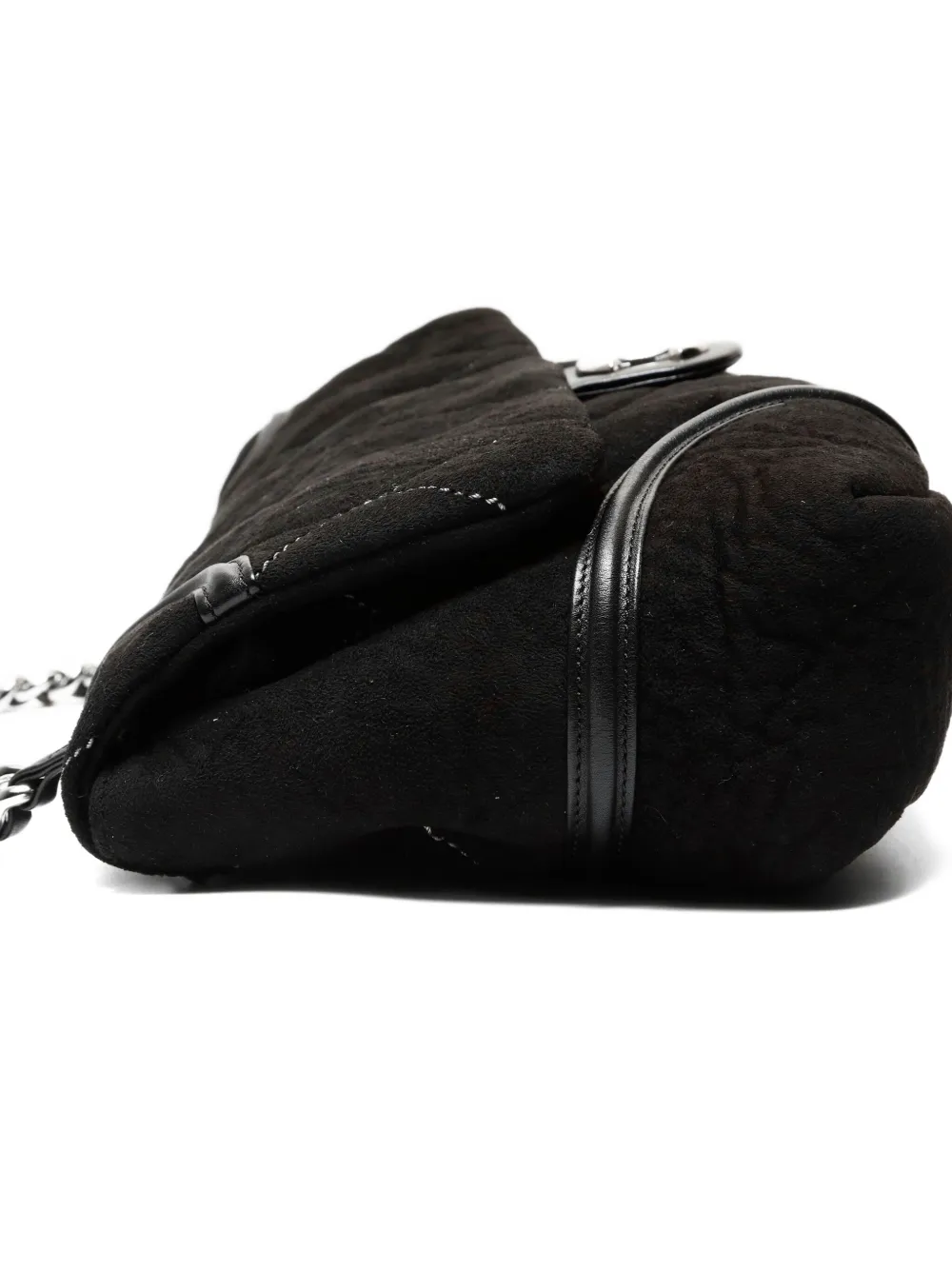 Pre-owned Chanel 2008-2009 Suede Cc Mark Shoulder Bag In Black