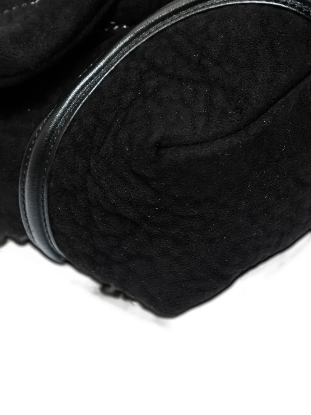 Pre-owned Chanel 2008-2009 Suede Cc Mark Shoulder Bag In Black