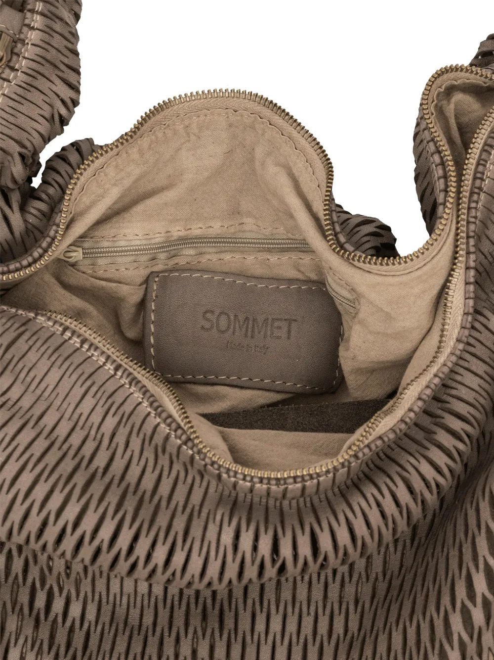 Sommet Laser-cut Zip Shoulder Bag In Neutral