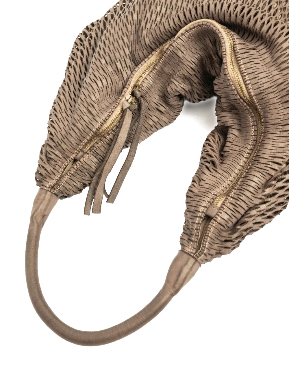 Sommet Laser-cut Zip Shoulder Bag In Neutral