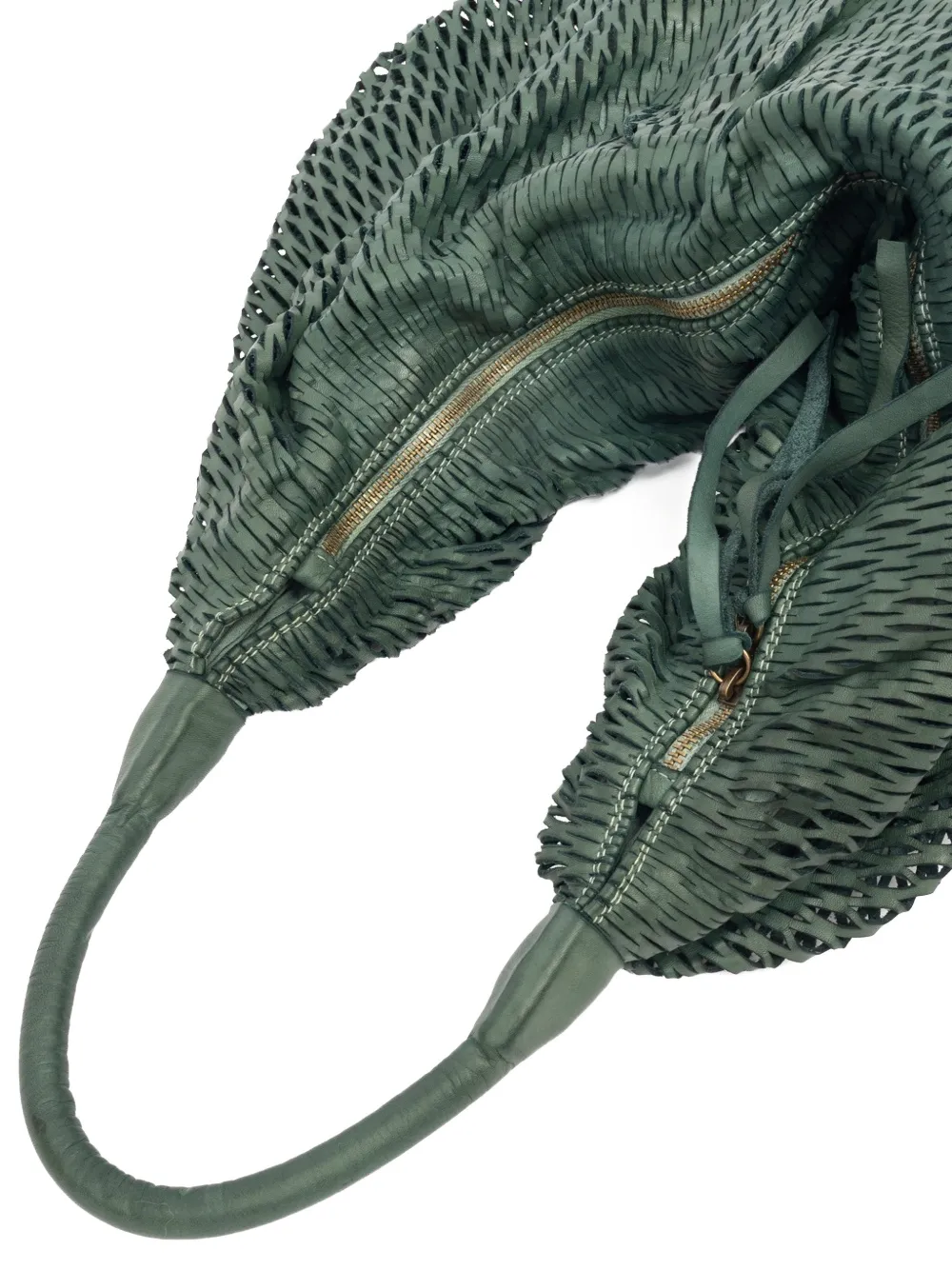 Sommet Woven Zip Shoulder Bag In Green