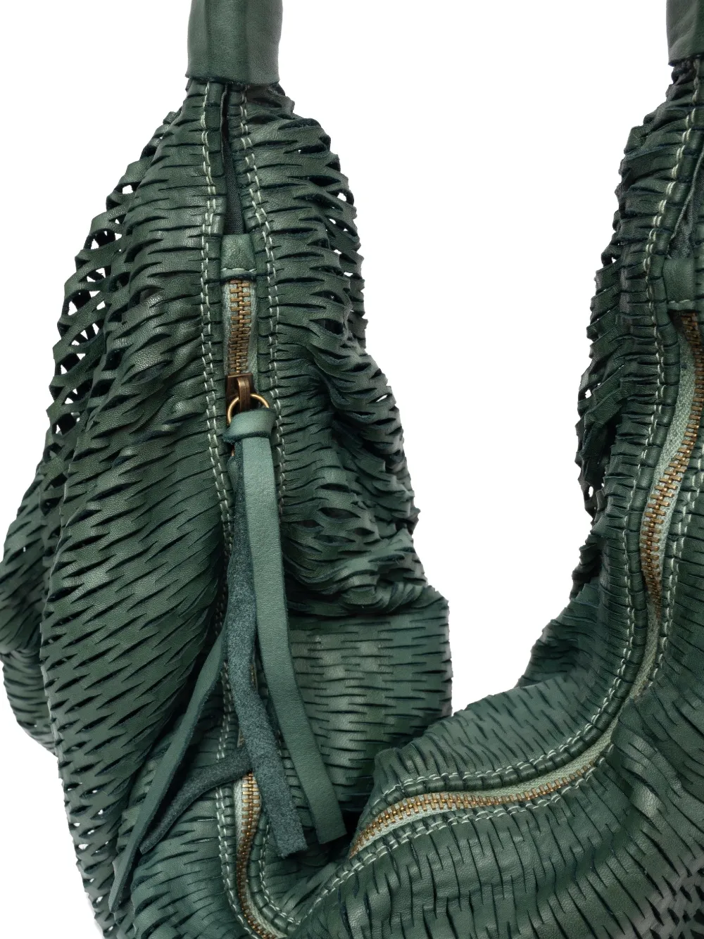 Sommet Woven Zip Shoulder Bag In Green