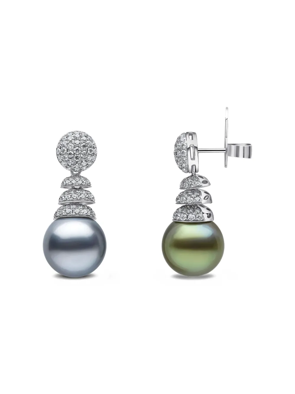 Yoko London pavé-setting pearl-embellished earrings - Zilver