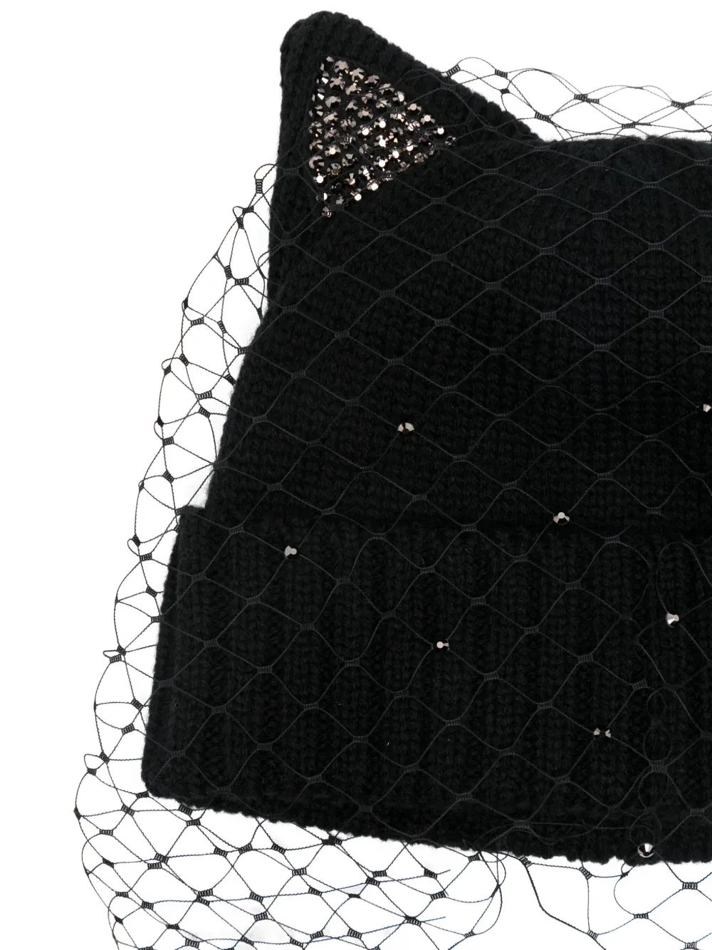 Ca4la Embellished Veil Beanie In Black