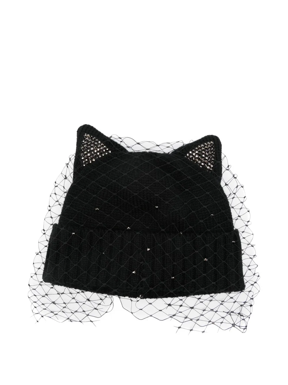 Ca4la Embellished Veil Beanie In Black