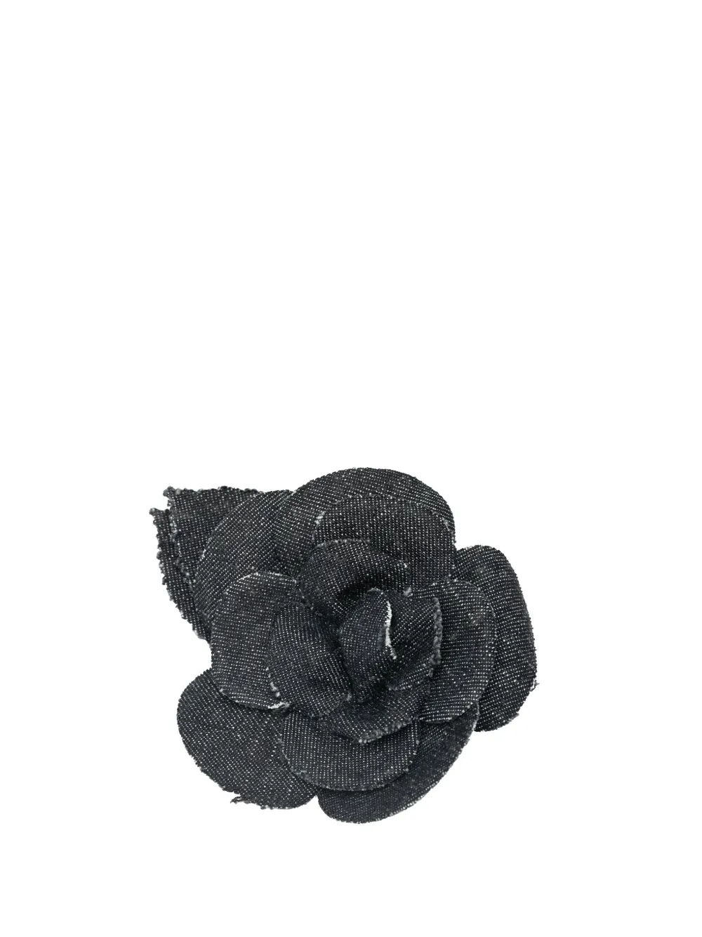 Pre-owned Chanel 1970-1980 Denim Camellia Brooch Costume Brooch In Gray