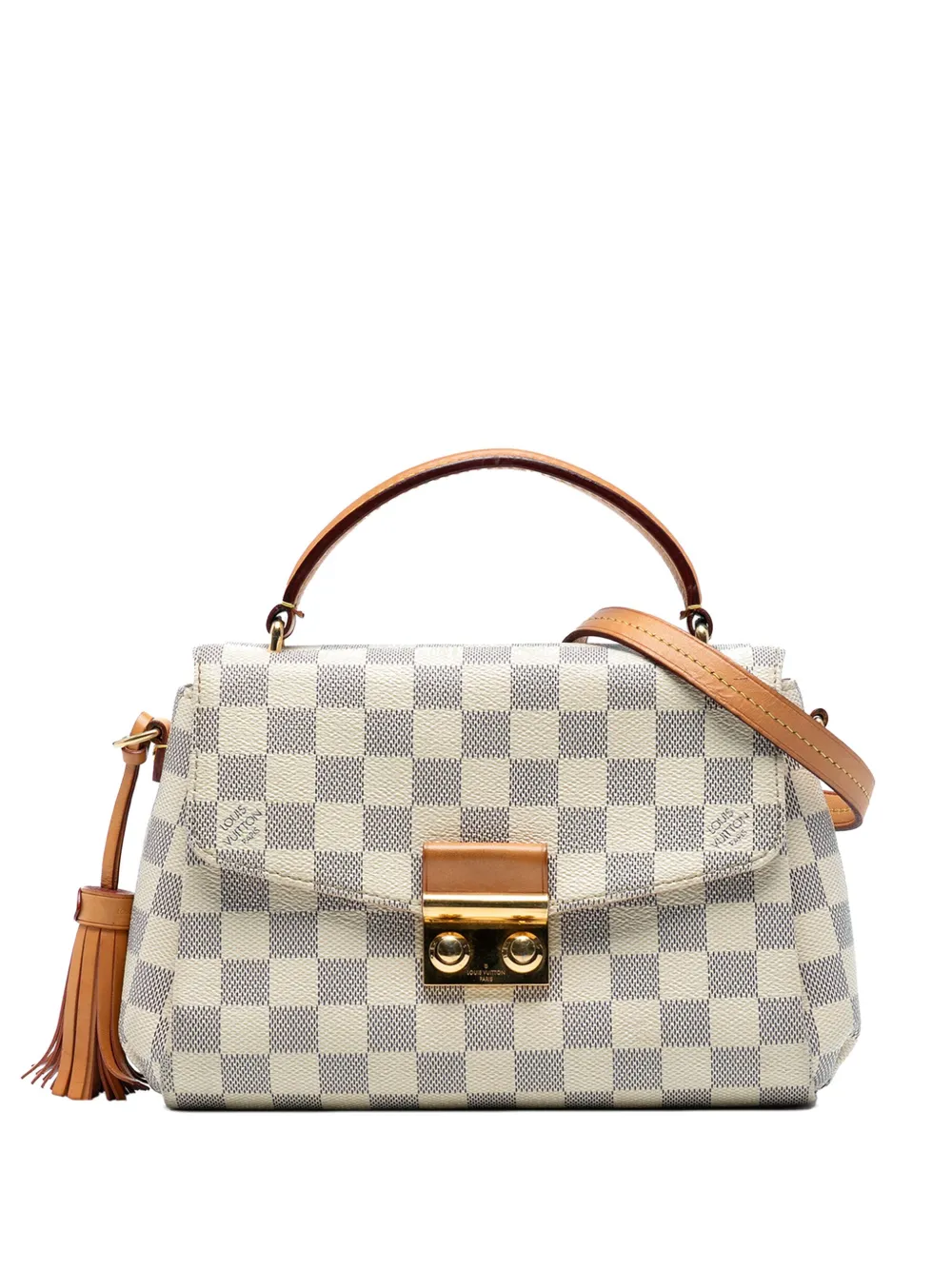 Pre-owned Louis Vuitton 2018 Damier Azur Croisette Satchel In White
