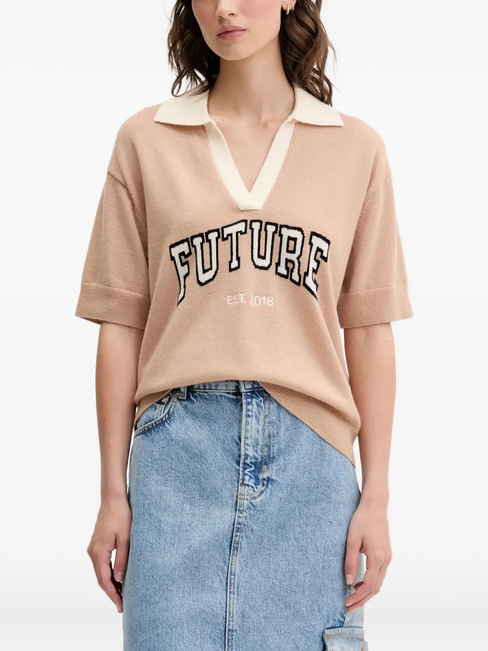 FROM FUTURE collared sweater | Neutrals | Image 1