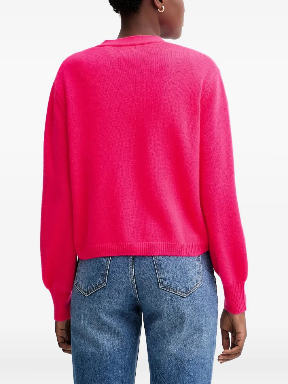 From Future Button V-neck Cardigan In Pink