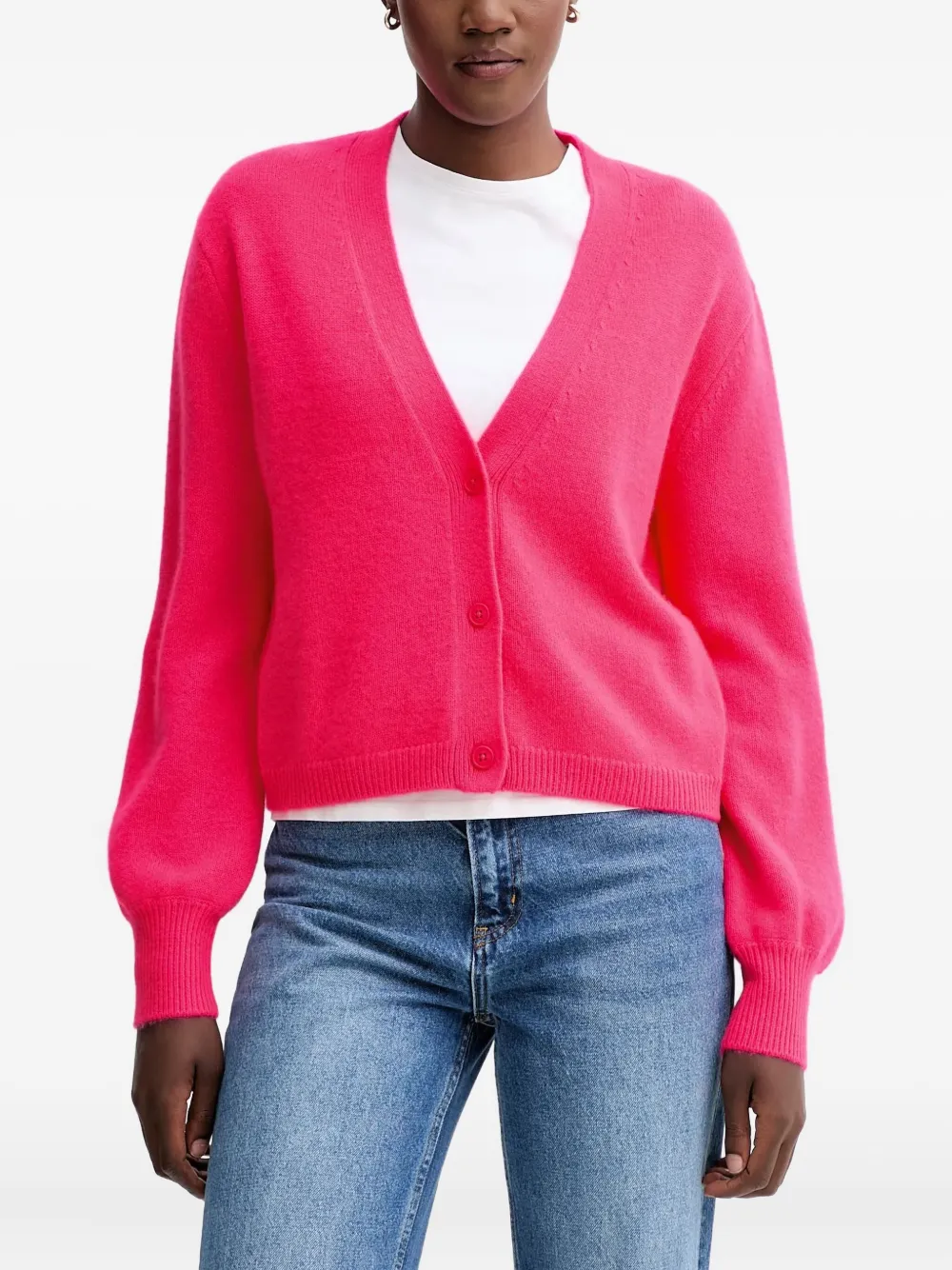 FROM FUTURE button v-neck cardigan | Pink | Image 1