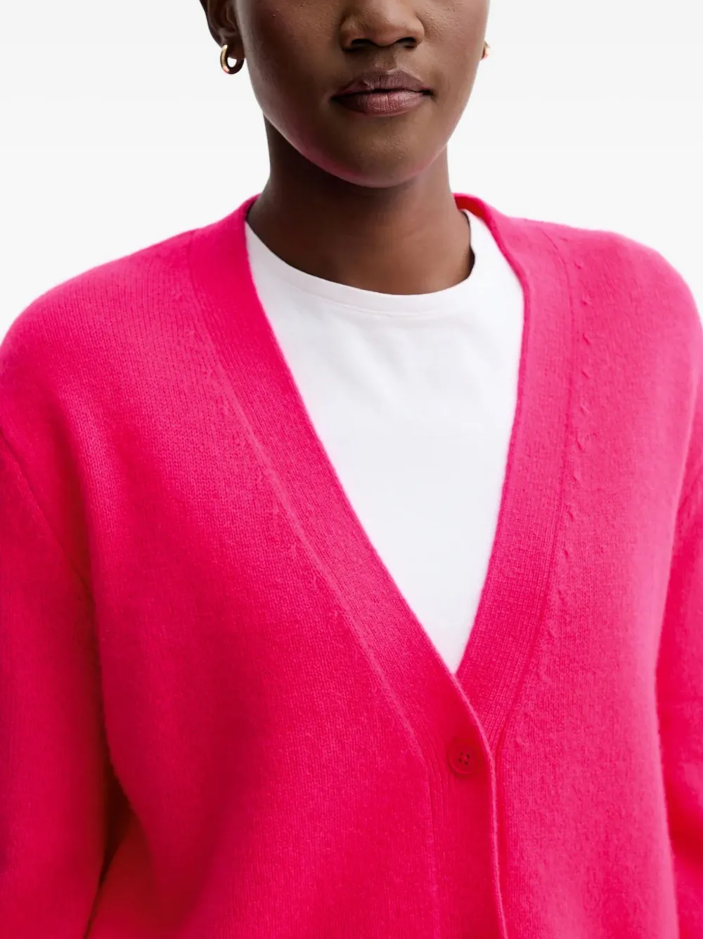 From Future Button V-neck Cardigan In Pink