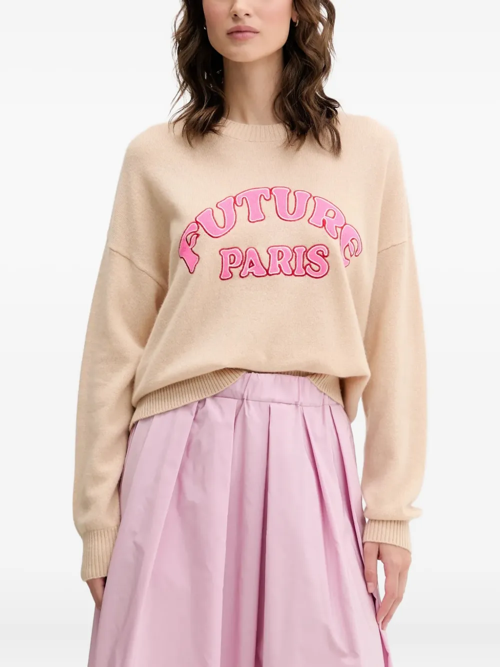 FROM FUTURE slogan-detail sweater | Neutrals | Image 1