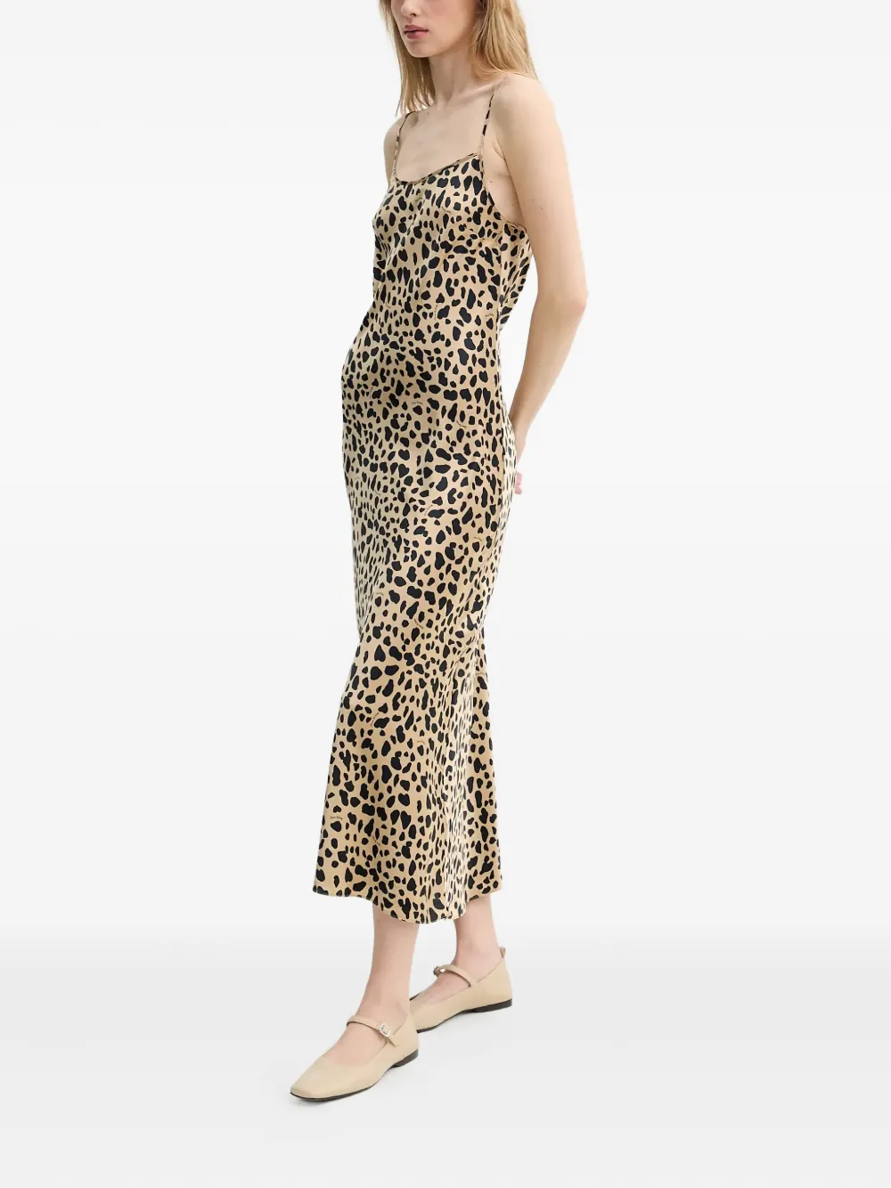 FROM FUTURE spaghetti-strap animal-print dress - Beige