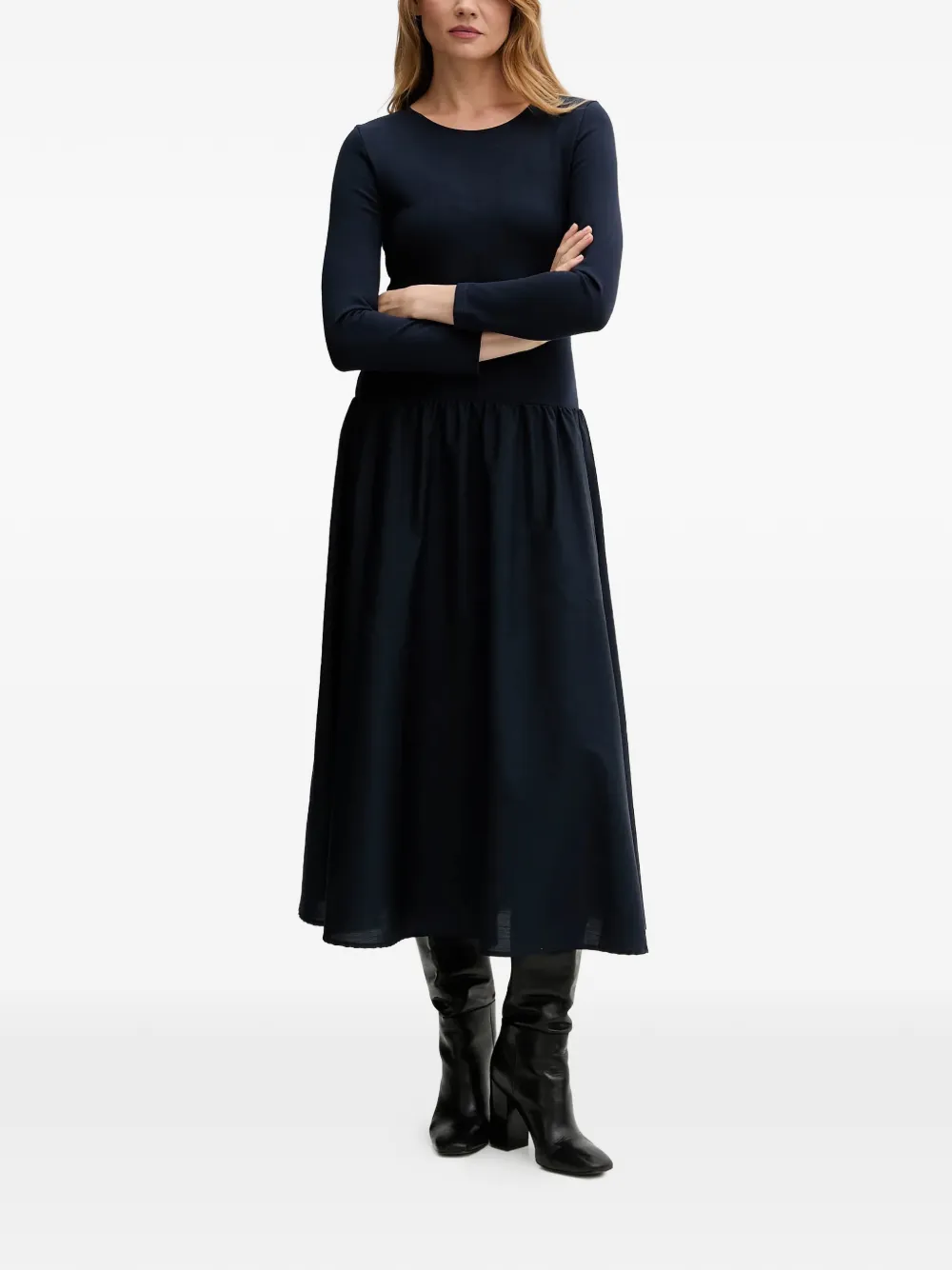 Gant long-sleeve gathered midi dress - Blauw