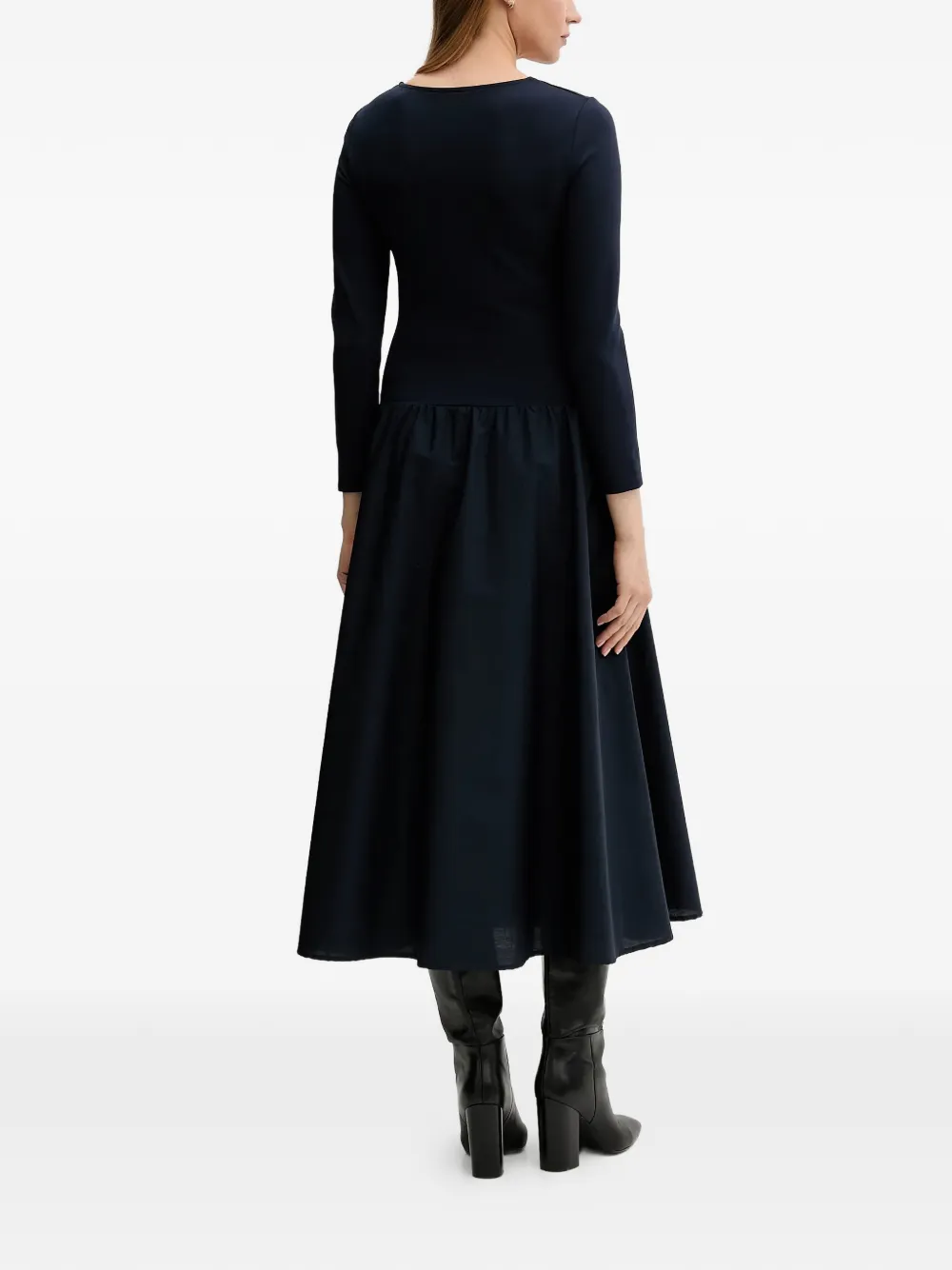Gant Gesmockte midi-jurk met lange mouwen Blauw