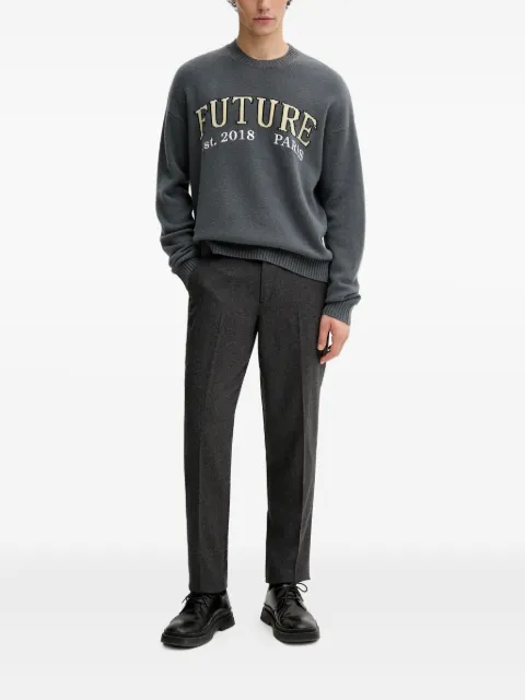 FROM FUTURE embroidered-logo crew neck sweater