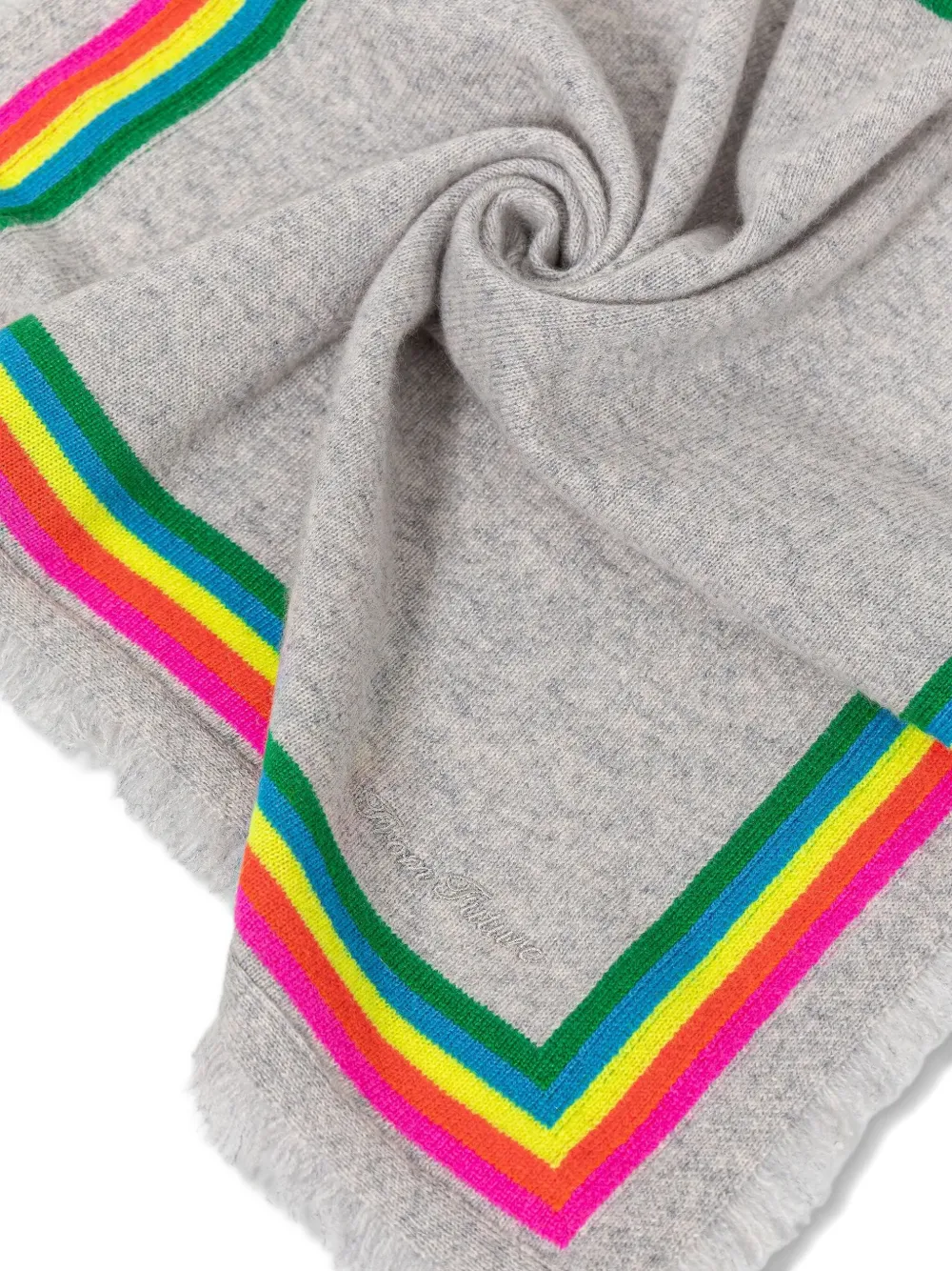 FROM FUTURE fringed stripe scarf - Grijs